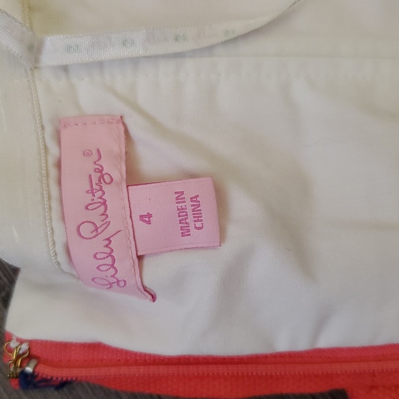 Like New Lilly Pulitzer Coral Red and Navy Dress Size 4 - Picture 7 of 8